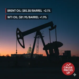 oil prices rise Brent $64.08 WTI $60.23 chart