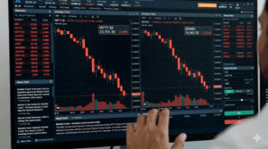 Nifty 50 crash chart with Sensex fall on March 13 market close