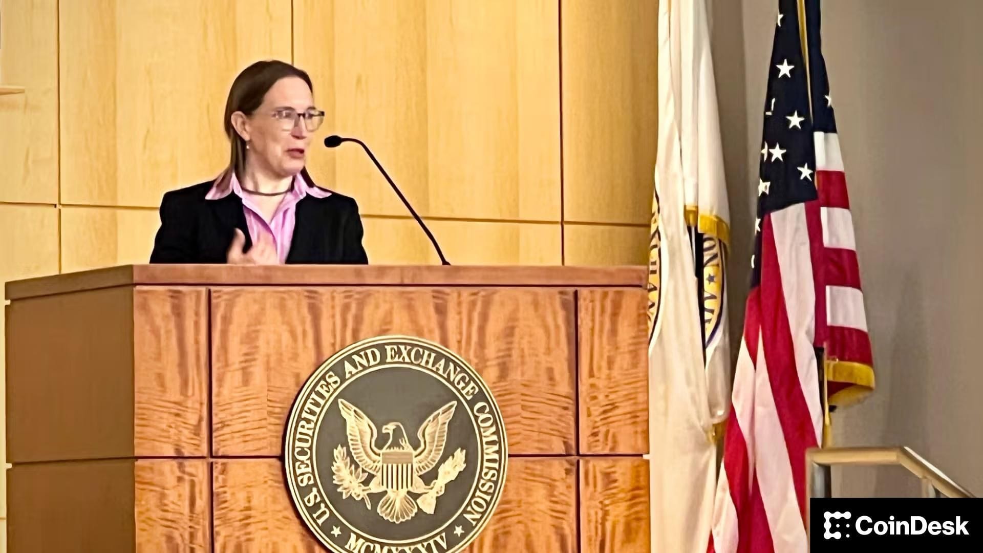 SEC Commissioner Hester Peirce discusses the SEC crypto rule and synthetic tokens