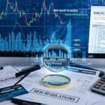 Professional reviewing major financial changes and tax documents on a desk