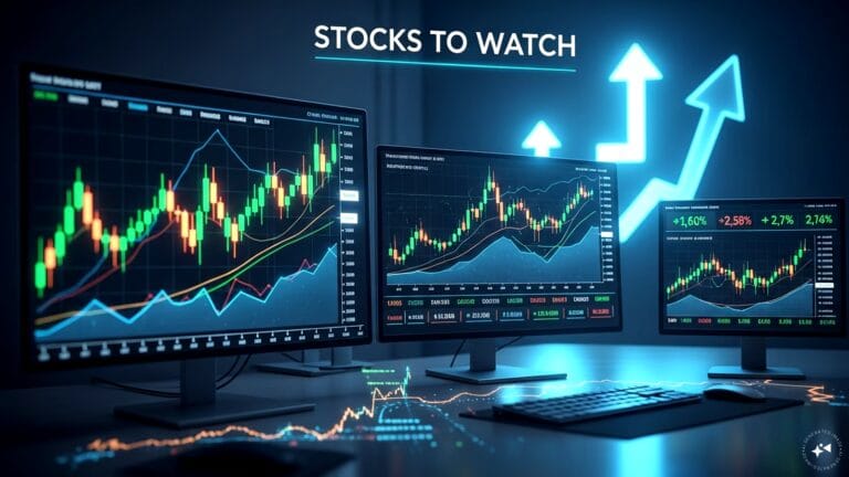 Professional investor analyzing charts and financial data for stocks to watch