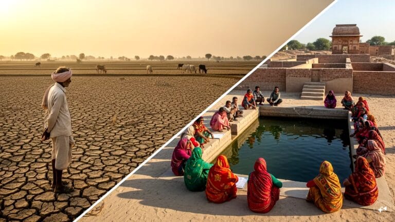 A modern irrigation system operating in an Indian agricultural field