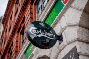 Carlsberg brewery facility signage representing the company's expansion into the Indian market
