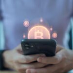 Professional financial chart showing live updates: bitcoin price volatility
