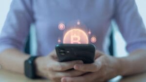 Professional financial chart showing live updates: bitcoin price volatility