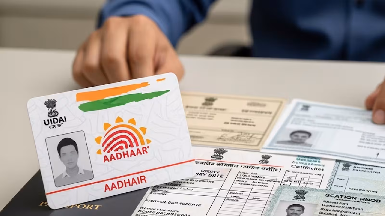 Smartphone displaying the new official UIDAI Aadhaar app interface