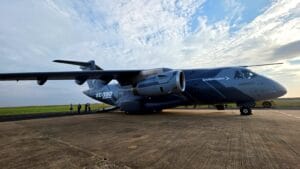 Embraer C-390 Millennium transport aircraft in flight