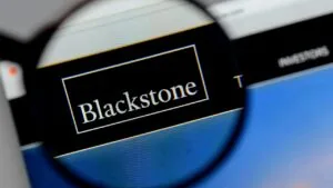 Blackstone logo and financial growth chart representing the $13 billion Asia fund raise