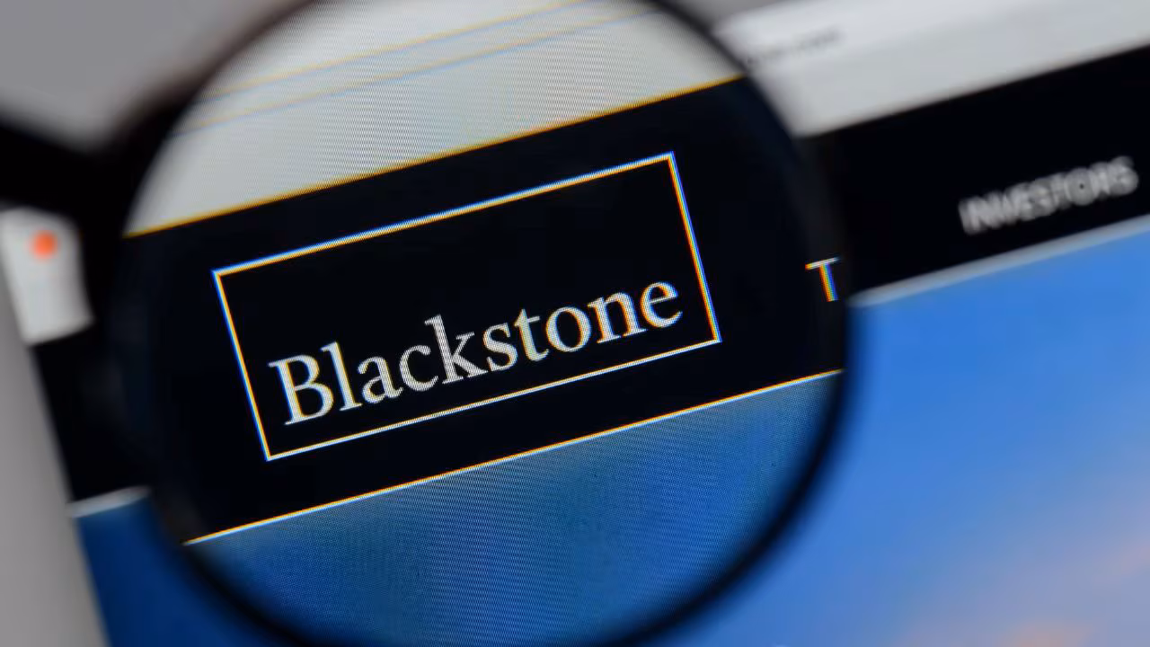 Blackstone logo and financial growth chart representing the $13 billion Asia fund raise