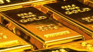 Financial chart showing a market selloff affecting gold and bitcoin prices