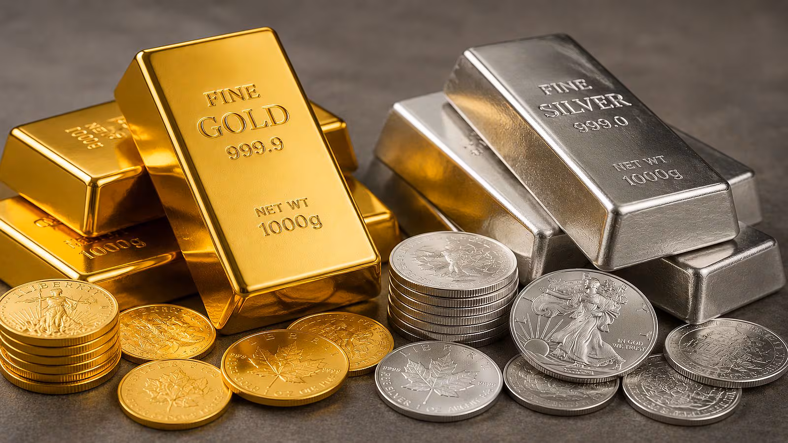 Charts showing the recent gold, silver decline in global markets