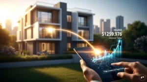 A professional analyzing NRI deposit rates and real estate charts