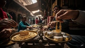 Professional chart showing gold and silver gain trends on the MCX