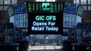 Professional investor reviewing gic ofs opens data on a digital dashboard
