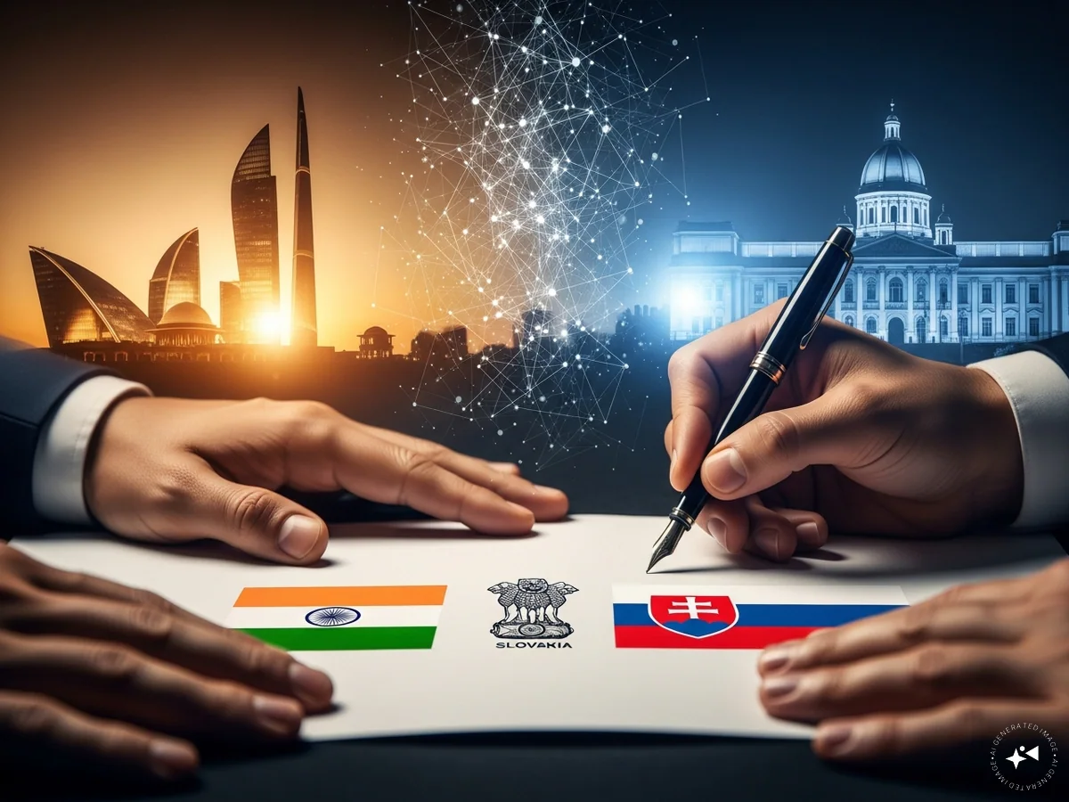 Prime Minister Narendra Modi and Slovakian leadership discussing the India, Slovakia upgrade partnership
