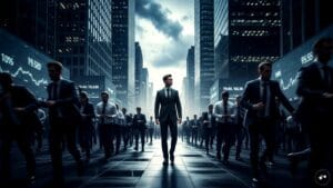 A professional investor analyzing stock market charts during a volatile market period