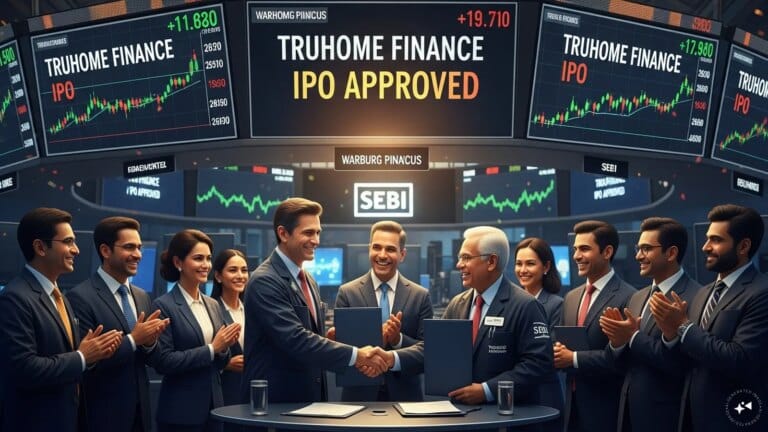 The Truhome Finance IPO logo and financial growth chart