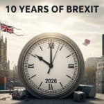 Economic chart showing the 10 years after Brexit impact on UK trade and migration