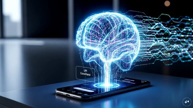 A digital representation of AI-driven UPI payment technology by Pine Labs