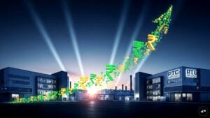 Financial growth chart representing ptc industries to capital expansion