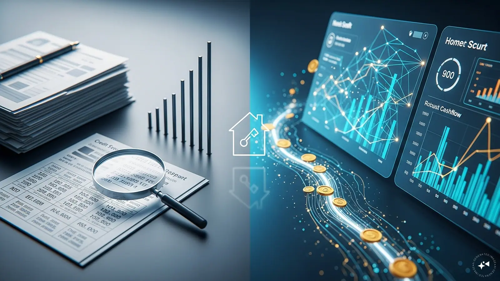 A professional analyzing digital financial data on a tablet for loan assessment