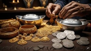 Professional chart showing gold falls over market trends on a digital display