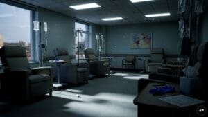 Medical professional reviewing cancer chemotherapy drugs supply data