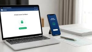 A professional checklist showing the steps for ITR filing and e-verification