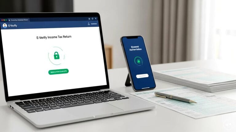 A professional checklist showing the steps for ITR filing and e-verification