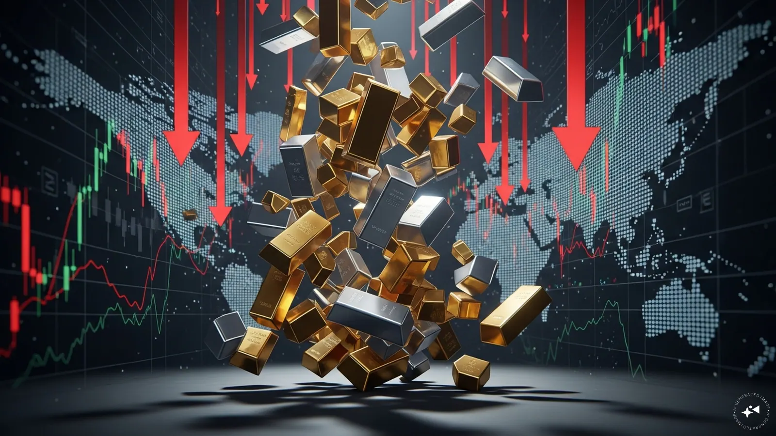 Gold ETFs Drop: The Critical Urgent Update 1 A digital chart showing a downward trend in gold and silver ETF market prices