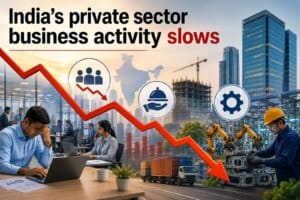 A professional chart showing the cooling trend in India's private sector PMI data