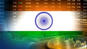 Financial chart showing upward growth trend for Indian economy