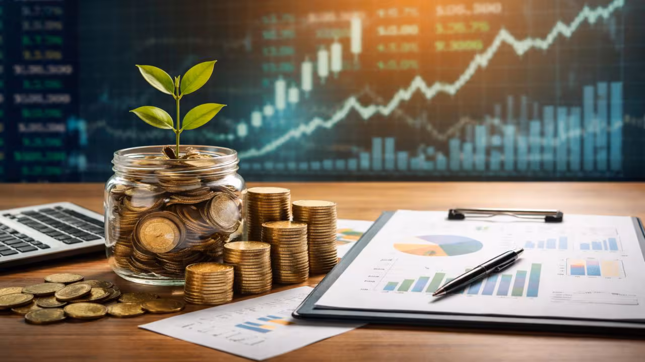 Professional investor analyzing market charts for mid- and small-cap growth trends