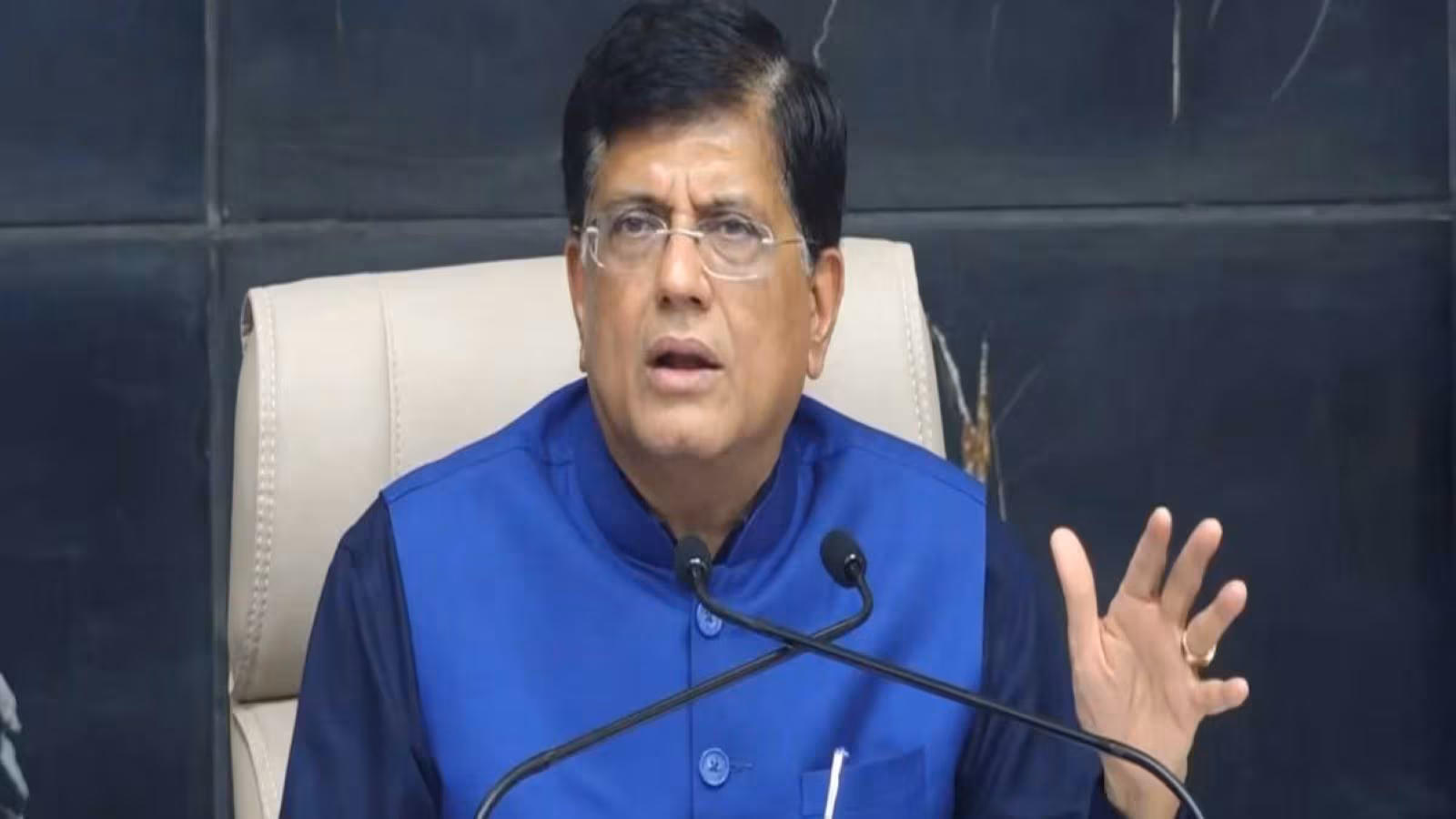 Piyush Goyal discussing economic growth and global rating agency methodologies
