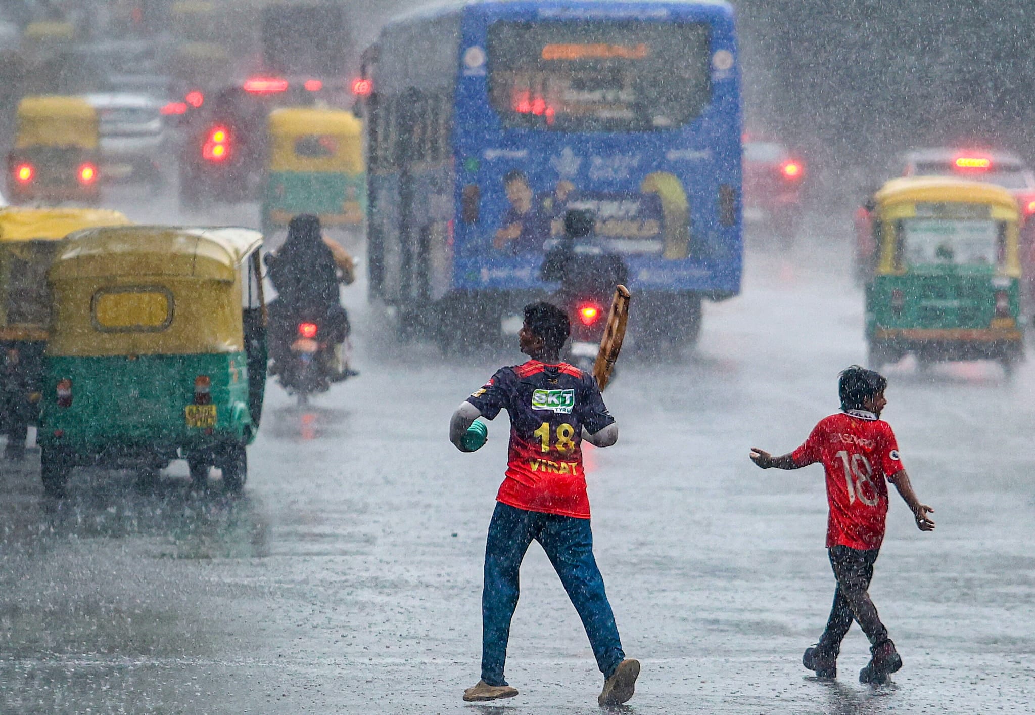Commuters waiting at a bus stop during the best employees' strike
