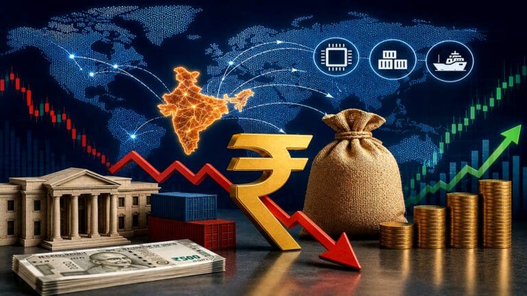 A professional chart showing the Indian Rupee exchange rate trends and market stability