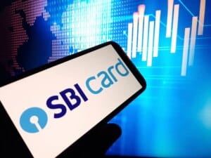 Close up of a phonepe sbi card being used for digital payment