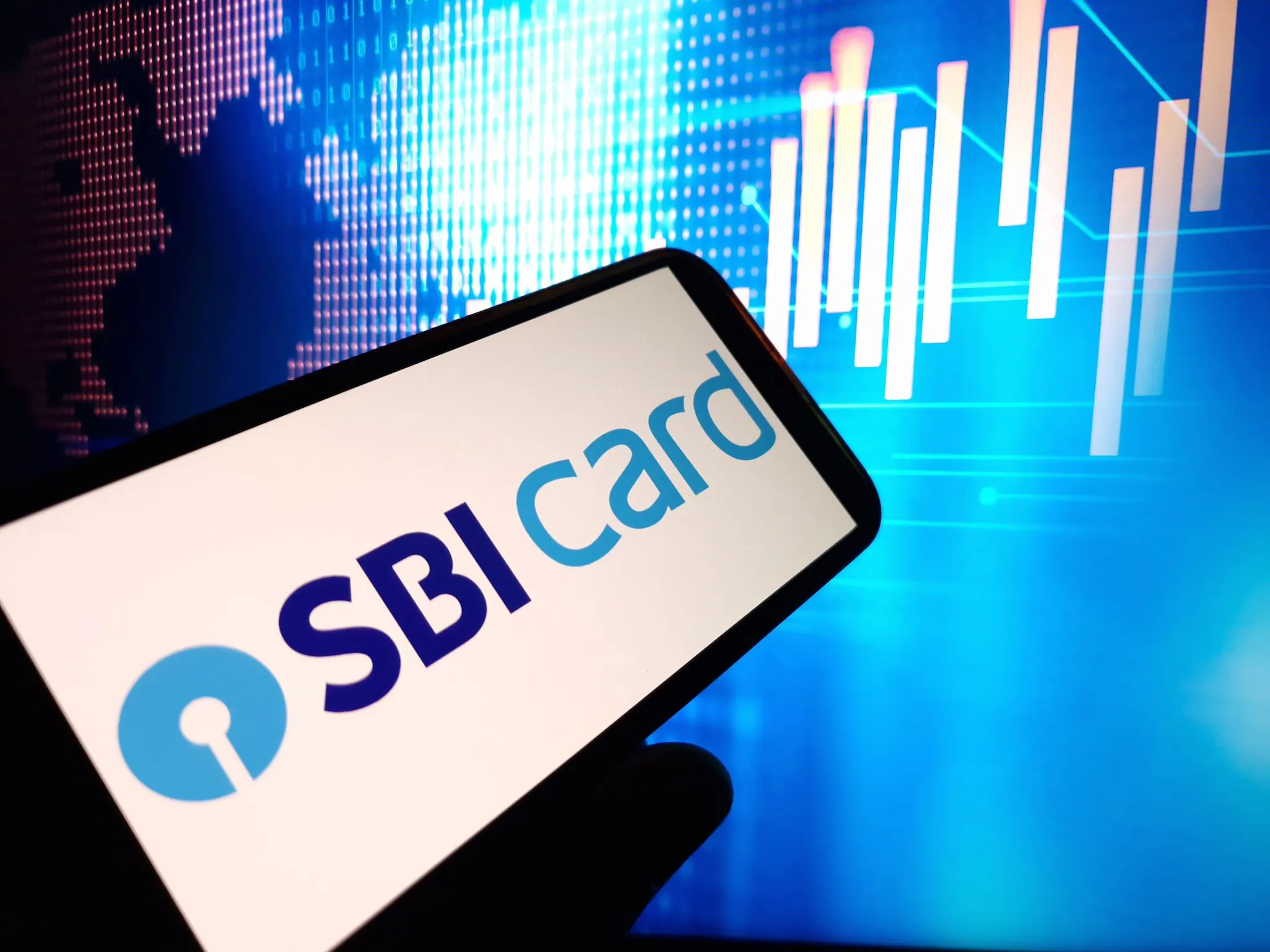 Close up of a phonepe sbi card being used for digital payment
