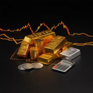Professional chart showing gold falls nearly on a trading terminal