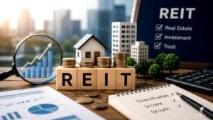 Investor analyzing can REIT funds performance on a digital dashboard