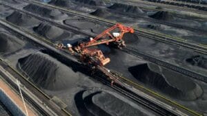 Industrial coal mining operations in India representing energy independence
