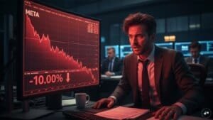 Financial chart showing a sharp decline in meta shares fall market performance
