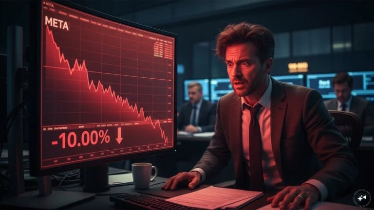 Financial chart showing a sharp decline in meta shares fall market performance