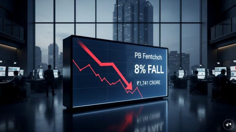 Stock market chart showing the impact of a pb fintech block deal on share prices