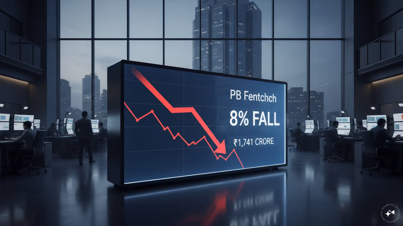 Stock market chart showing the impact of a pb fintech block deal on share prices