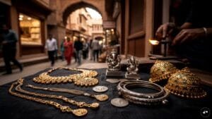 Professional trader analyzing mcx gold, silver price charts on a digital monitor