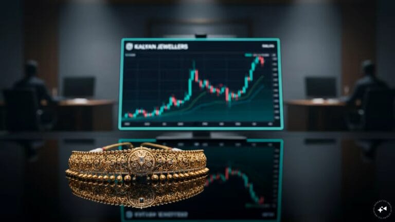 Professional graph showing the growth trajectory of kalyan jewellers shares