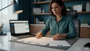Professional reviewing financial documents for itr filing key