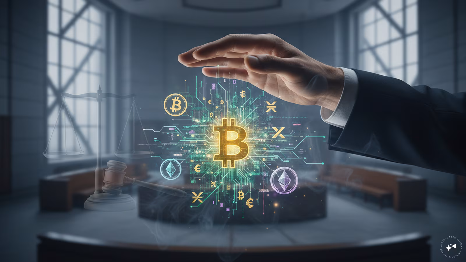A digital representation of cryptocurrency regulation and legal oversight in Maharashtra