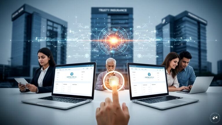 Digital interface showing central kyc 2.0 identity verification process